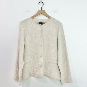 Crepe silk cardigan jacket Button front ivory